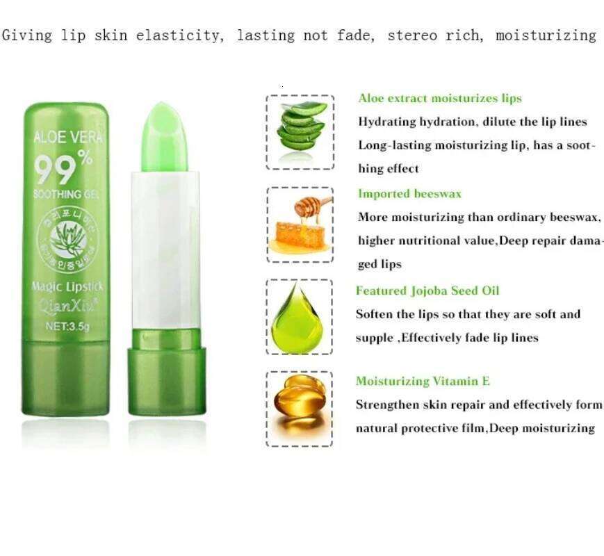 New Natural ALOE VERA Temperature Change Color Jelly Lipstick Long Lasting Moistourizing Makeup Balm Lip Gloss H260302