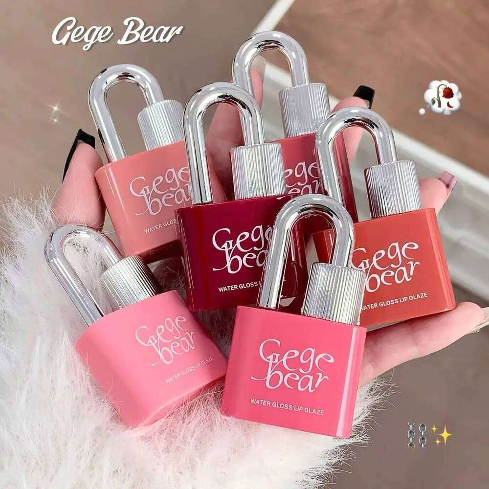 Gege Bear Lock Heart Sweet Color Moisturizing Water Gloss Mirror Lip Glaze Creative Design H260302