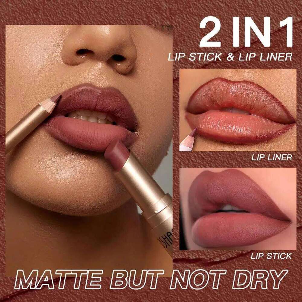 12 Color Matte Set Long Lasting Nude Red Lipstick With Lipliner Not Dry Easy Coloring Lip Makeup Kit H260302