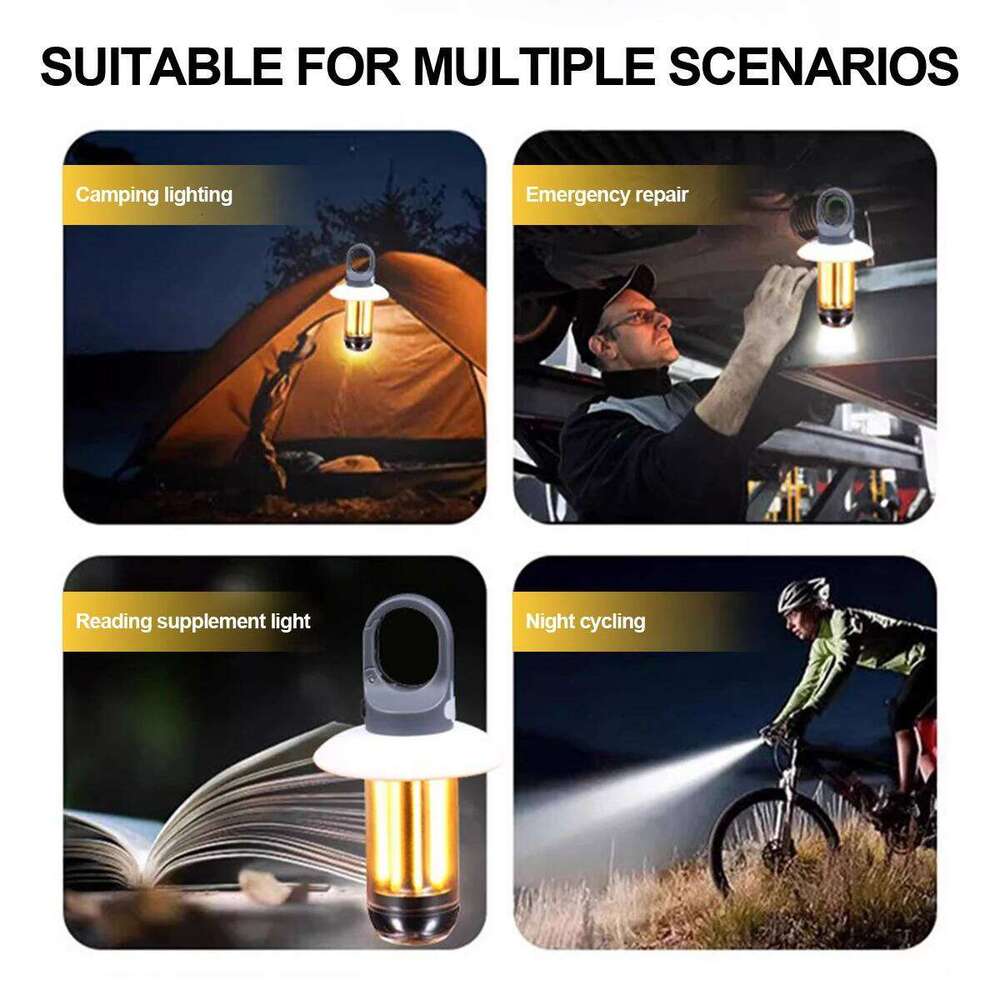 Usb Rechargeable Led Camping Light Waterproof Outdoor Post Lantern Garden Floor Fence Household Column Lamp Multifunctional Work S260302