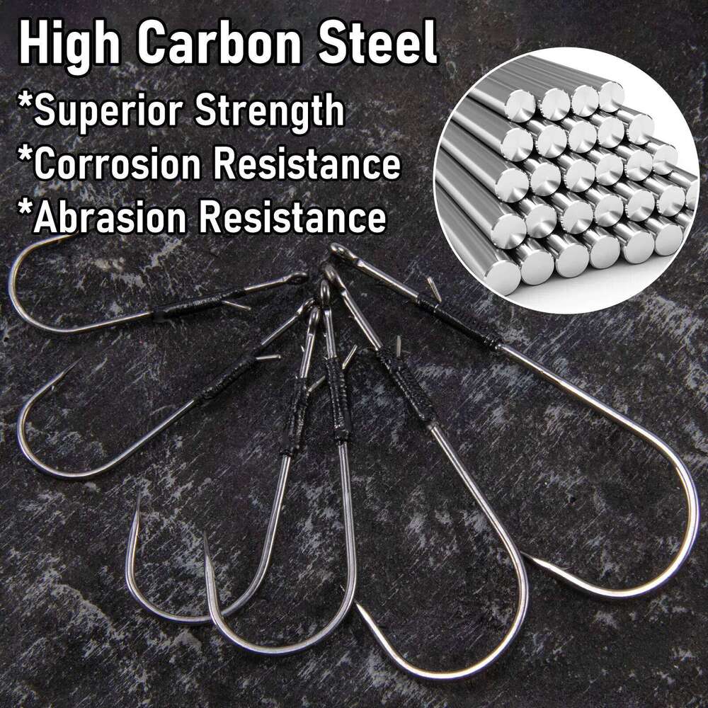 10pcs Flipping Hooks with Bait Holder Bass Fishing Long Shank Weedless for Soft Worm Texas Pitching Punch Shot Wacky Rig Z260228