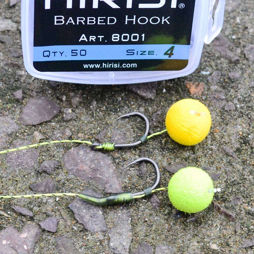 Hirisi 50pcs High Carbon Steel Carp Hooks Barbed Coated Eye Design Fishing accessories 8001 Z260228