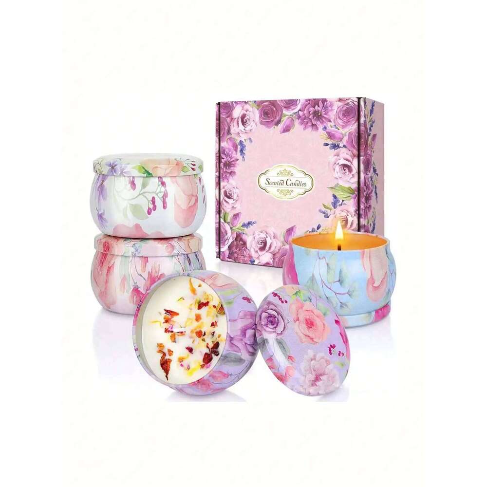 4 cans/set of hot melt wax aromatherapy set, homemade soy candle cups, flower candles for weddings and holiday decorations W260303