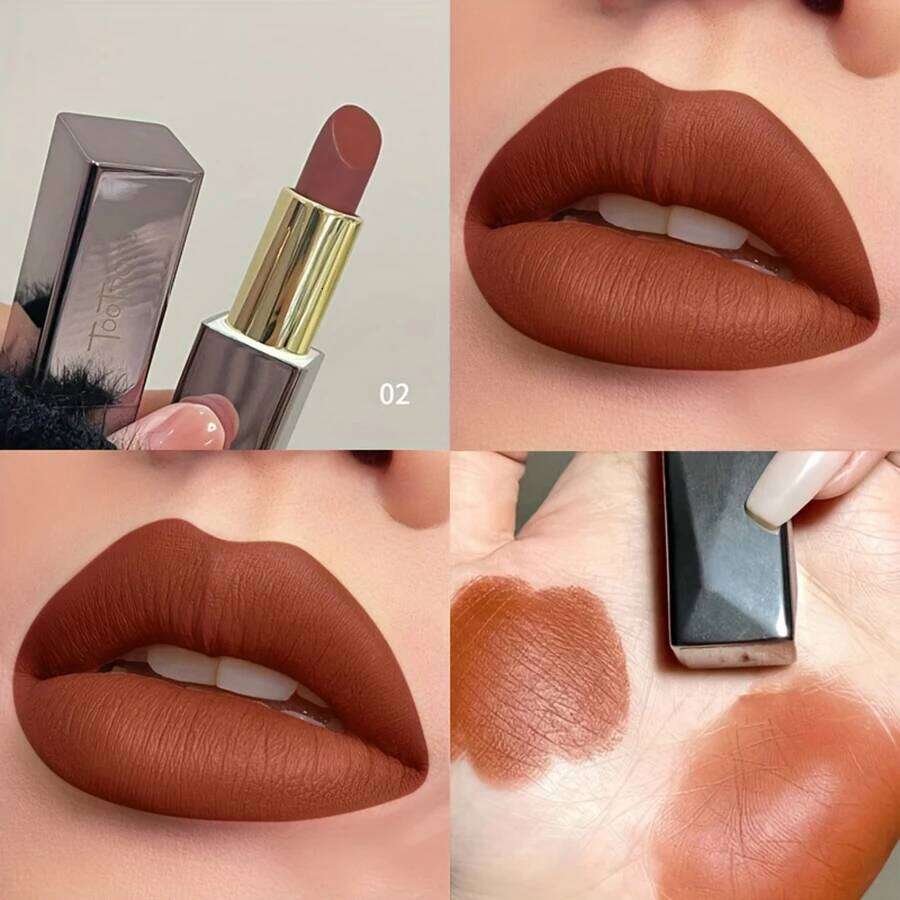 Available in 3 shades Lipstick Matte Velvet Waterproof Non-fading lip gloss that enhances color and brightens lips Suitabl H260302
