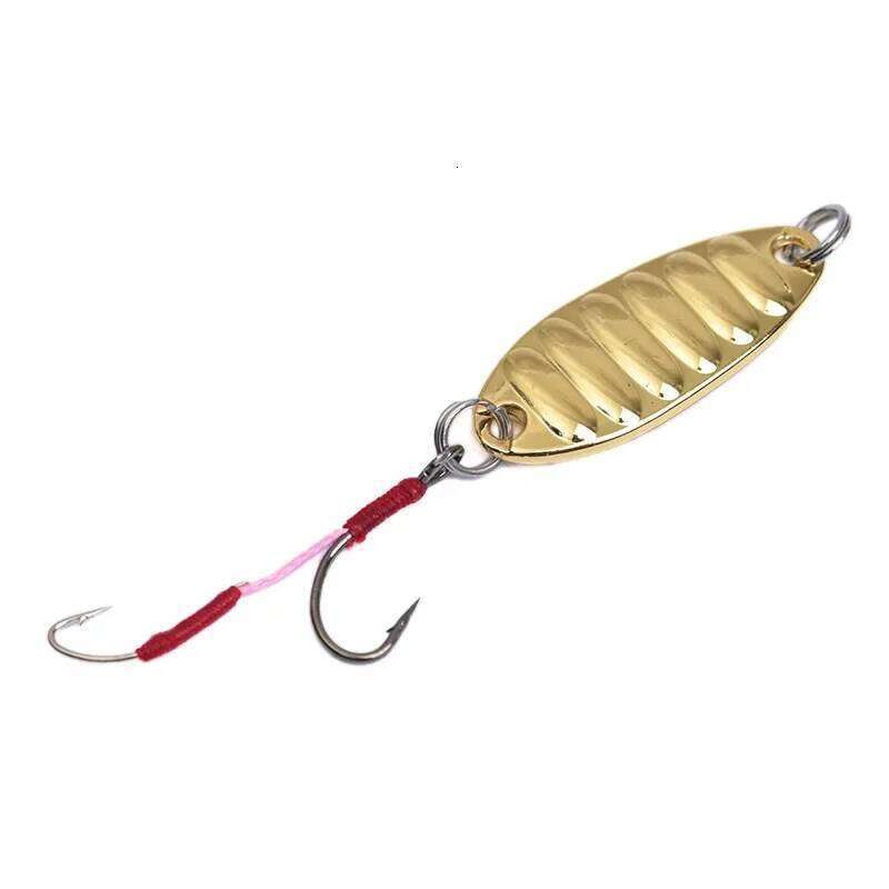 OUTKIT 10pcs Carbon Steel Double Micro-Big Eye Single Spoon Lure with Pipe Hook Handle for Small Fish Z260228