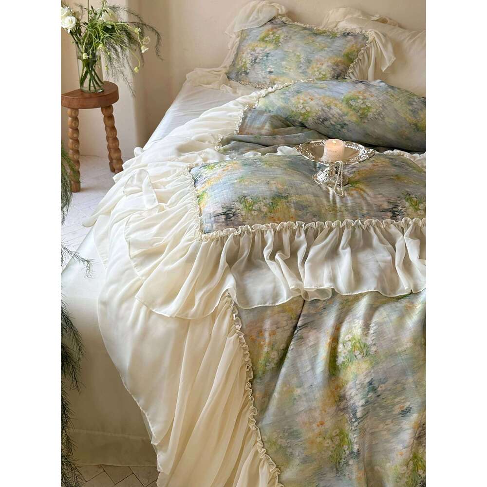 Customizable silk cotton splash bed four-piece set girl fairy romance W260302