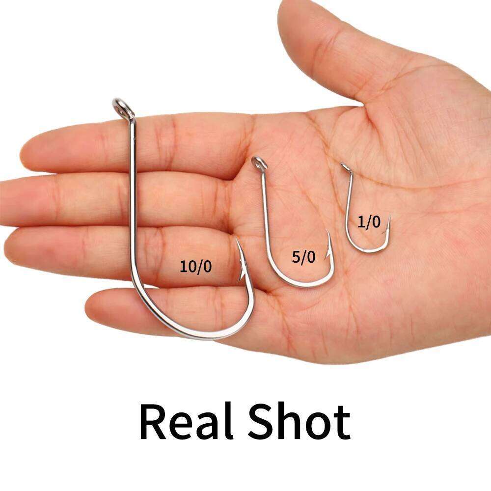 Ellllv Stainless Steel Octopus Hook Saltwater Fish Hooks Sea Fishing Terminal Tackle 1/0 2/0 4/0 6/0 8/0 10/0 Z260228