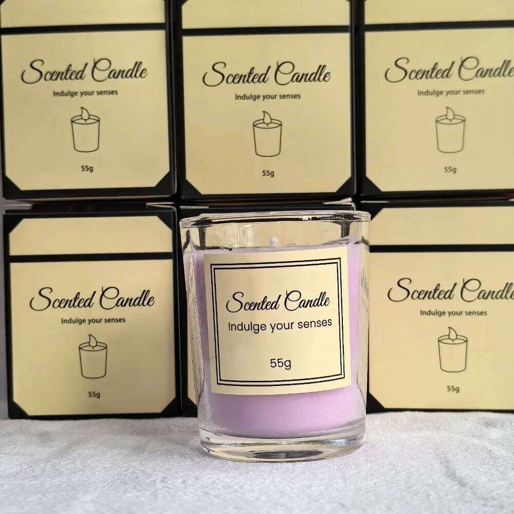 2026 Lavender Premium Box Glass Handmade Soy Wax Smokeless Creative Aromatherapy Candle Companion Gift W260303