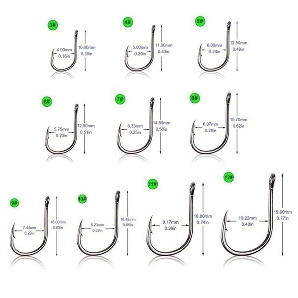 100pcs 3-12# Stainless Steel Carbon With Loop Sharp Barbed Boxed Hook Set Fishing Accessories Z260228