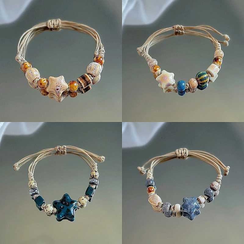 Boho Style Handmade Star Ceramic Bracelet For Women Girls Unique Ethnic Style Adjustable Bracelet Jewelry Accessories Gifts H260303