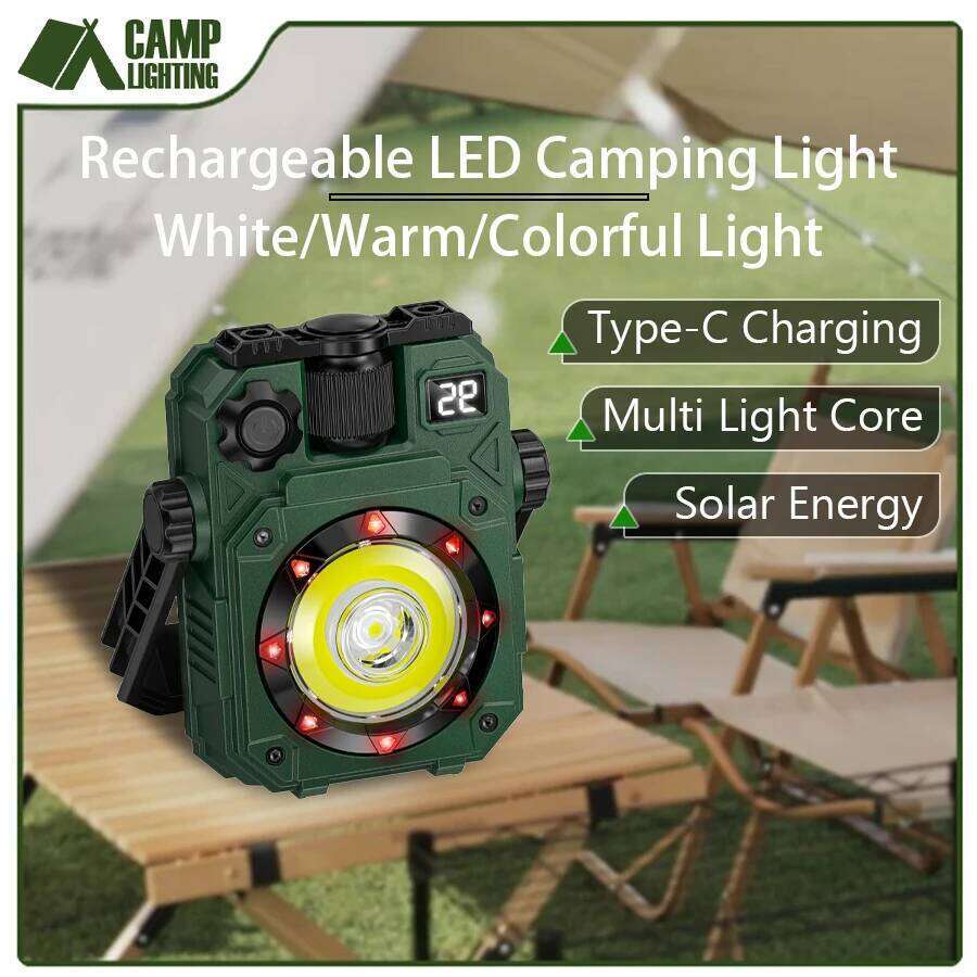 Portable Solar Camping Light-Magnetic Lantern With Adjustable Bracket, Rechargeable Outdoor Lamp for Tent Hiking Emergency S260302
