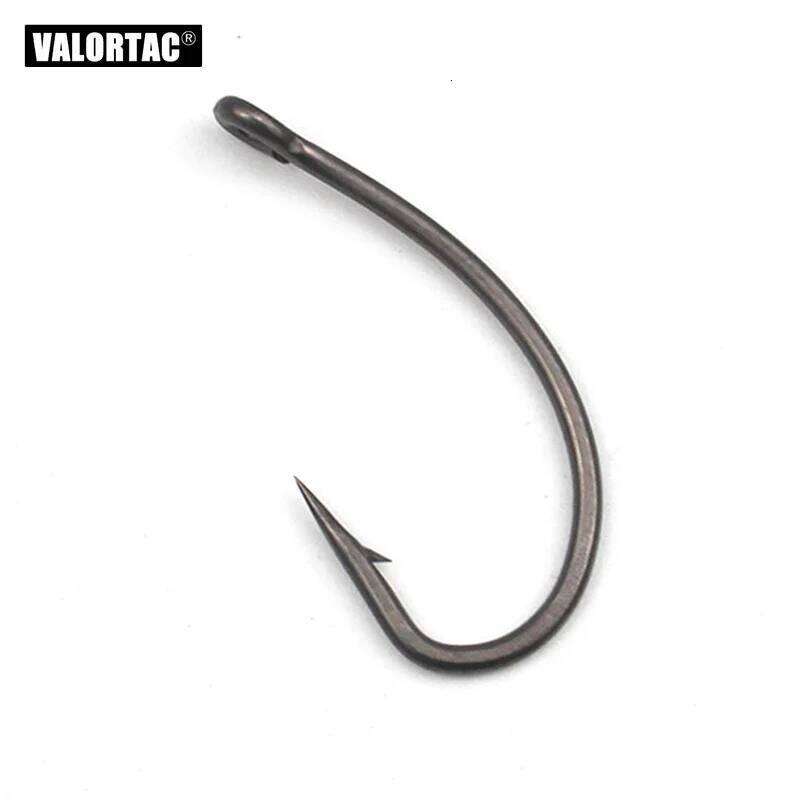 Curved fly hook black color anti-rust teflon coating flat shank high strength fishhook also fit for carp fishing Z260228