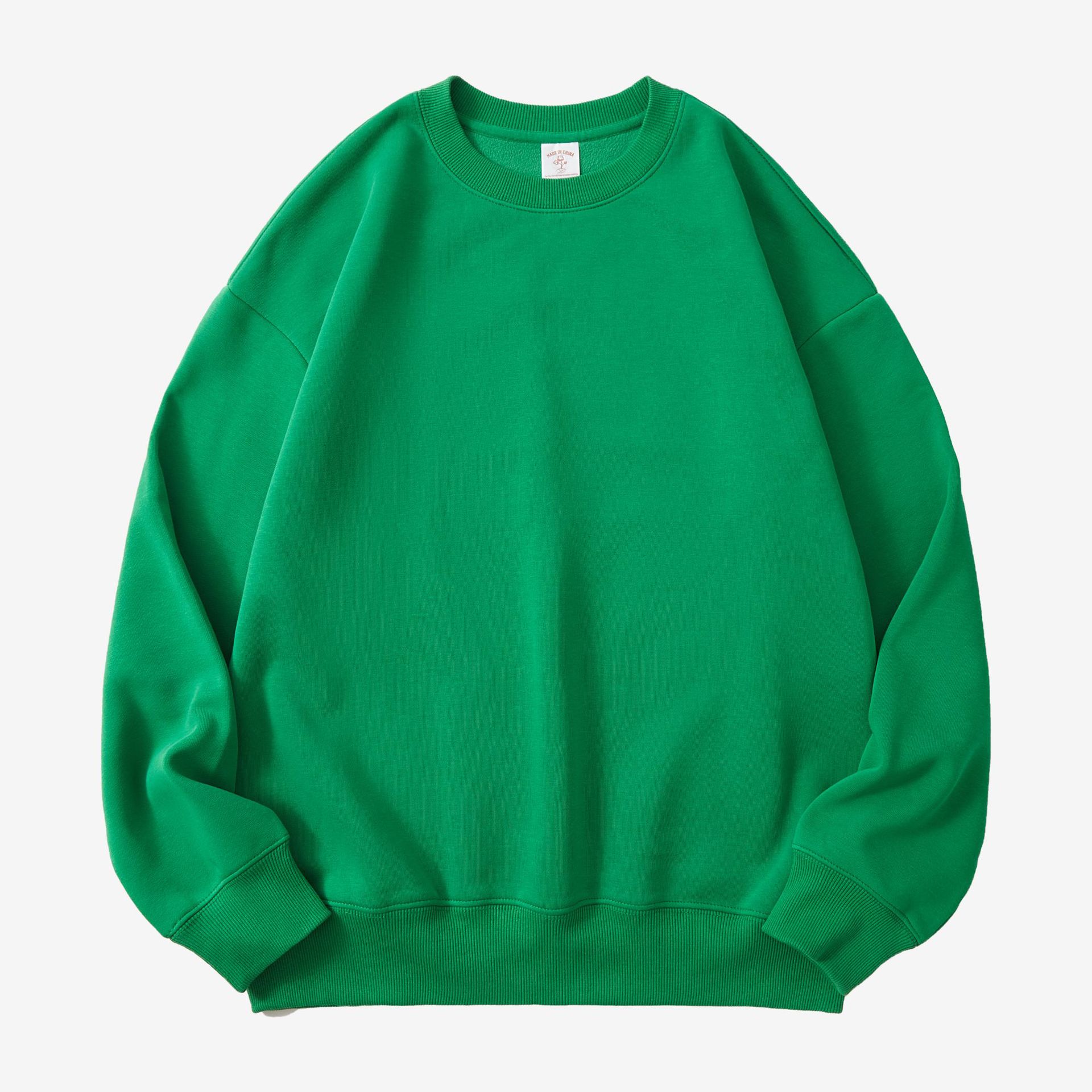 2026 New High-Quality 350g Polar Fleece Lined Crewneck Sweatshirt, Fluffy Fleece Loose Solid Color Unisex Couple Hoodie