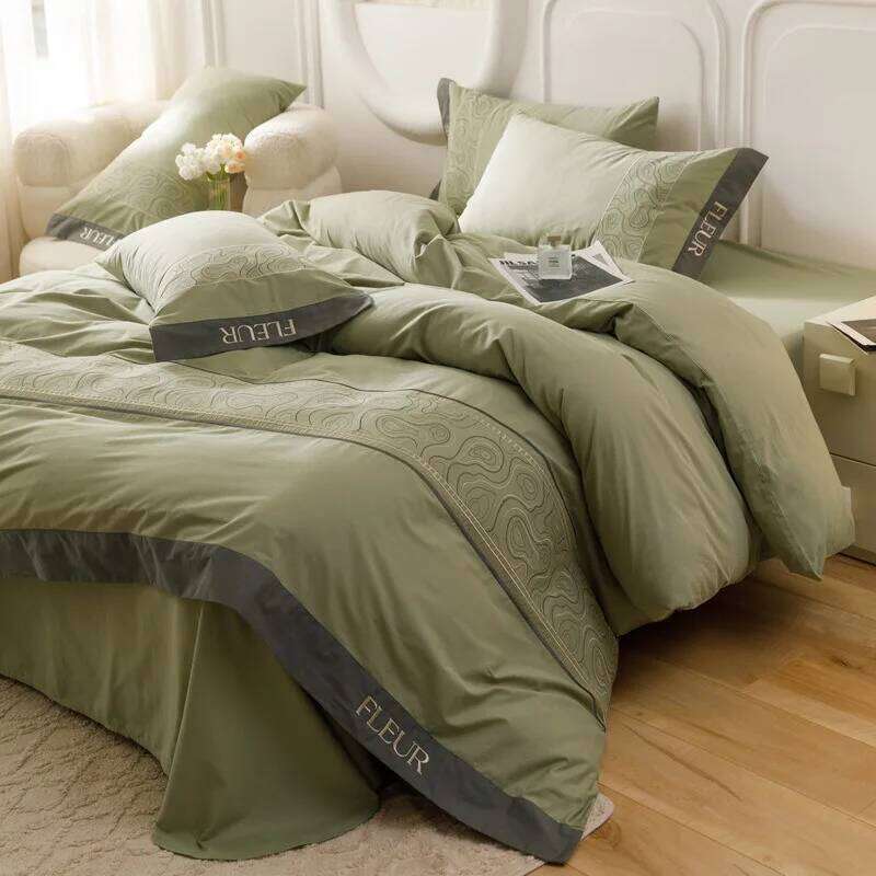 High-end heavy industry embroidery bed four-piece set of 100 washed cotton quilt cover mattress model W260302