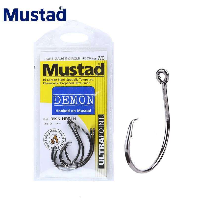 Mustad 39951 Demon Circle High Carbon Steel Fishing Hooks Sharp Strong Rustproof Sea Carp Catfish Anzuelos Pesca Z260228