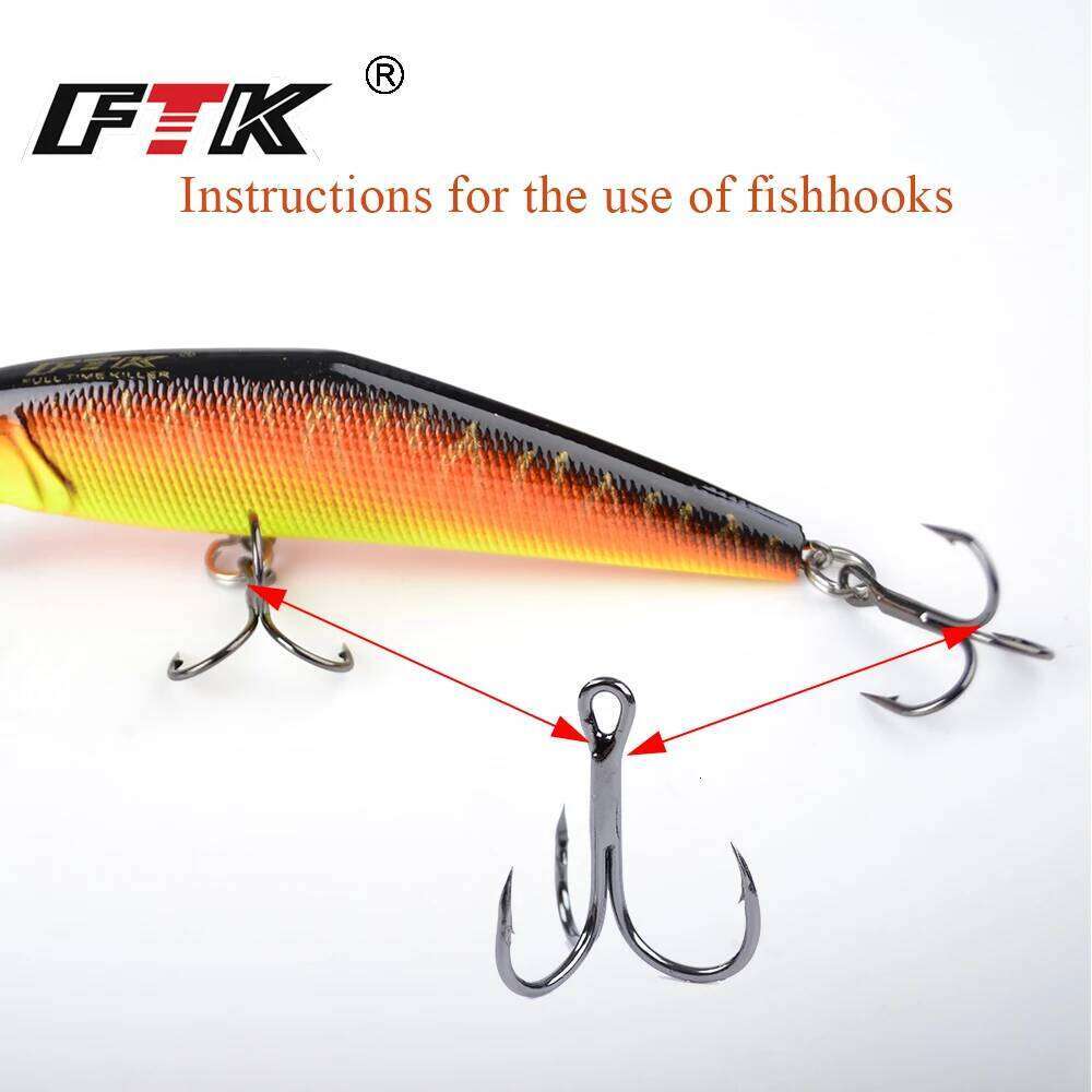 FTK 15-20pcs Overturned Treble High Carbon Steel Black 2/4/6/8/10# For Lure Triple Hook Fishing Tackle Z260228