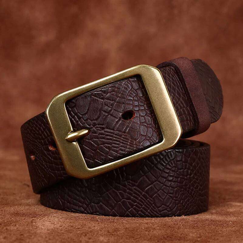 3.8CM Pure Cowhide High Quality Genuine Leather Belts for Men Brand Strap Male Brass Buckle Fancy Vintage Jeans Cowboy Cintos S260228