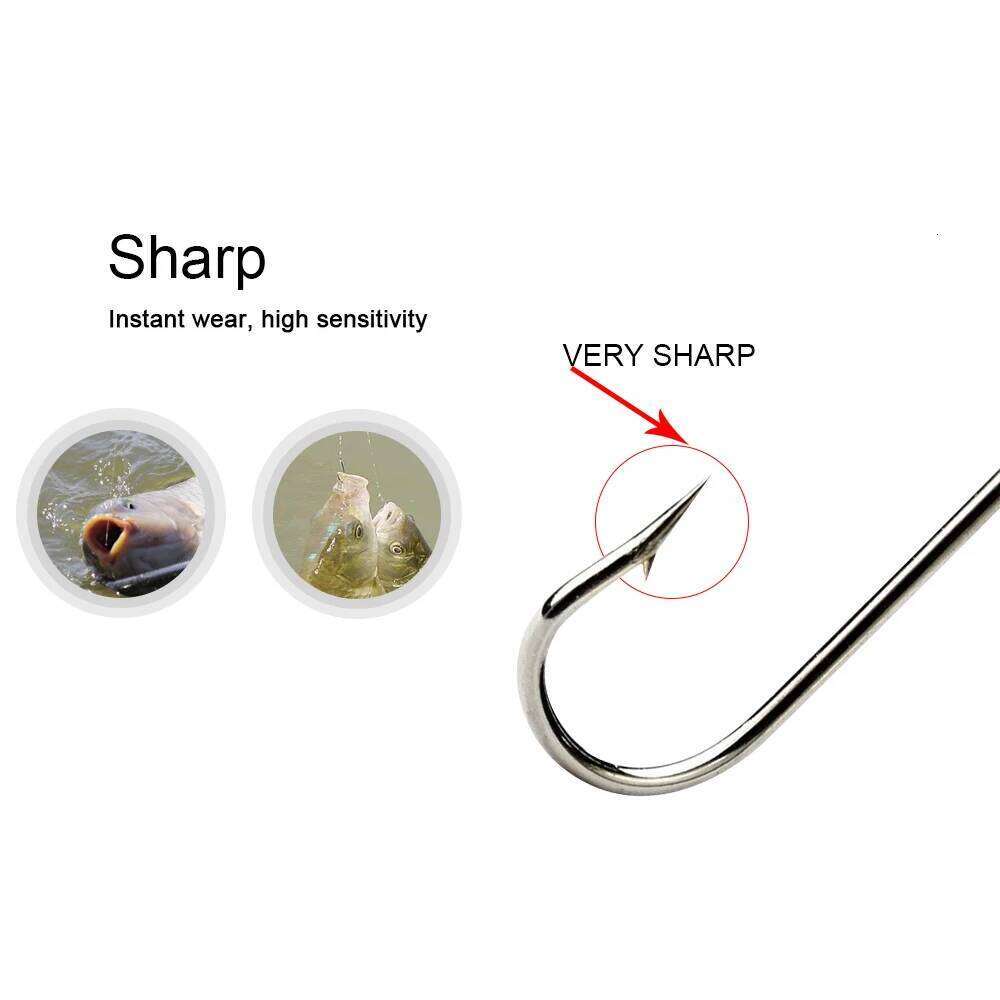 FTK New Long Round BENT Fishing Hook High Carbon Steel 100pcs/Lot Flatted 1#-10# Very Sharp Fishhook Z260228