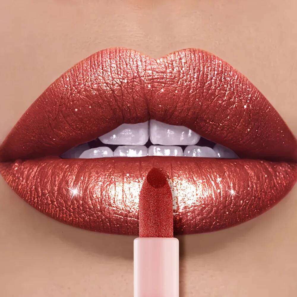 Glitter Pearl Lipstick Waterproof, Long Wear Moisturizing Lip Color, Smooth Application for Sexy Plump Lips H260302