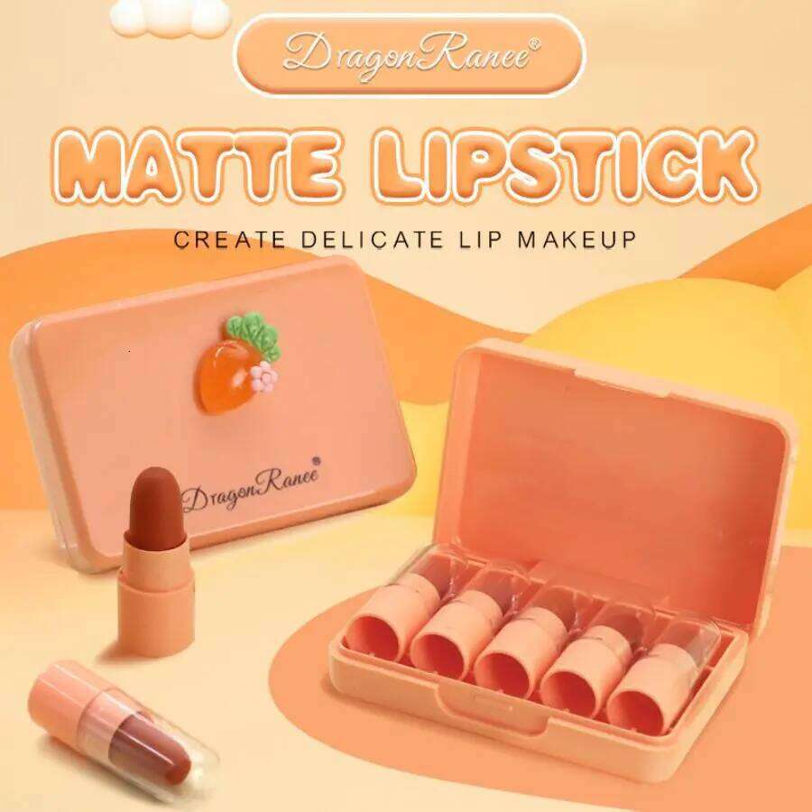 Five Set Whitening Complexion Waterproof Velvet Matte Long-Lasting Makeup Effect Lip Gloss Non-Stick Cup Non-Fading Lipstick H260302