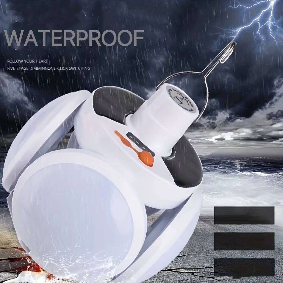 Portable Solar Camping Light with Hook Remote Control Folding Football Bulb Rechargeable Desk Lamp for Tent Emergency Chandelier S260302