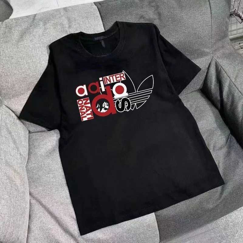 T-shirt Men Street Style Deconstructed Logo Print Casual Cotton Short Sleeve TopT260303