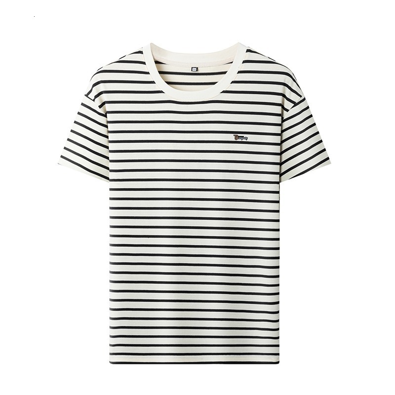 Luxury Brand Designer Clothes Striped Short-Sleeve T-Shirt For Men, 2025 Summer New Trendy Casual Versatile Tee Shirt, Round Neck Loose Half-Sleeve To