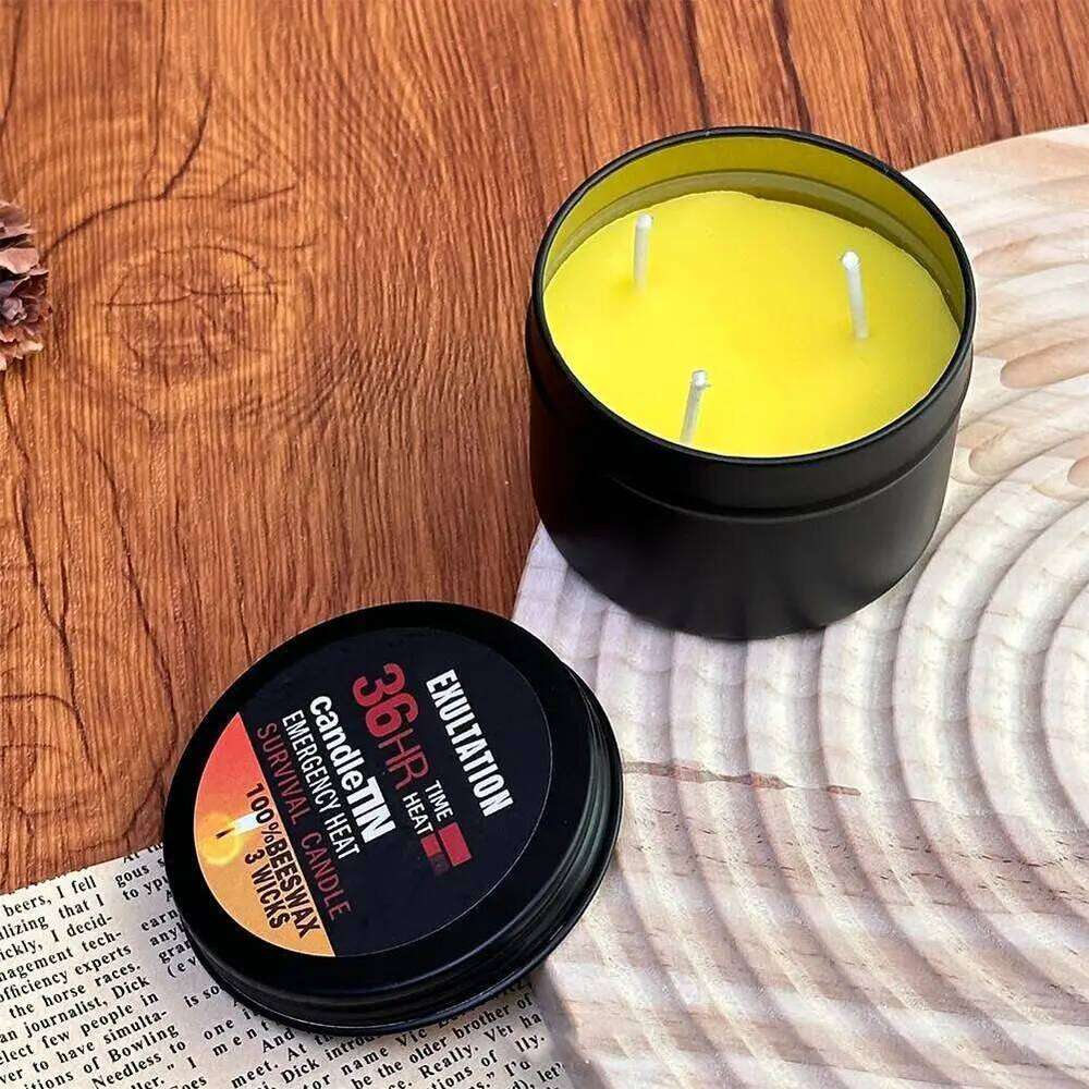 Emergency 36 Hour 3 Wick Long Lasting Beeswax Survival Candle with Aroma for Home Camping Fishing W260303