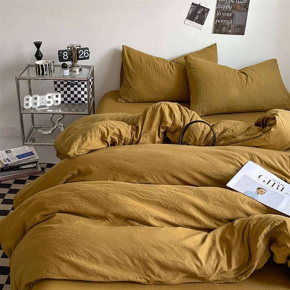 100% Thick Brushed Bed Sheets, Duvet Cover Set, Four Bedding Set Three Piece Bedding, Fully Enclosed for Home Gift W260302