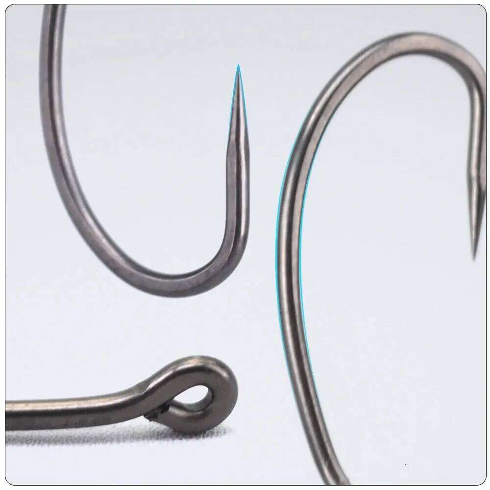 Hirisi 15pcs PTFE Coated High Carbon Stainless Steel Barbless Fish Hook With Eye X502 Fishing Accessories Z260228