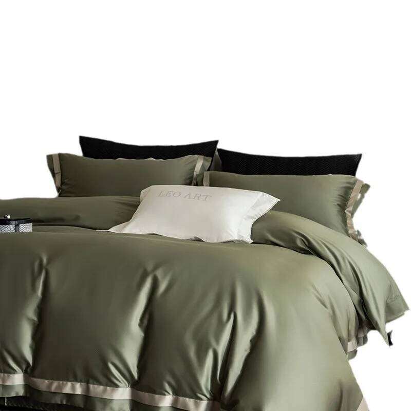 Customizable led luxury 100 pcs double-strand long-staple four-piece set cotton skin-friendly bed sheet quilt cover W260302