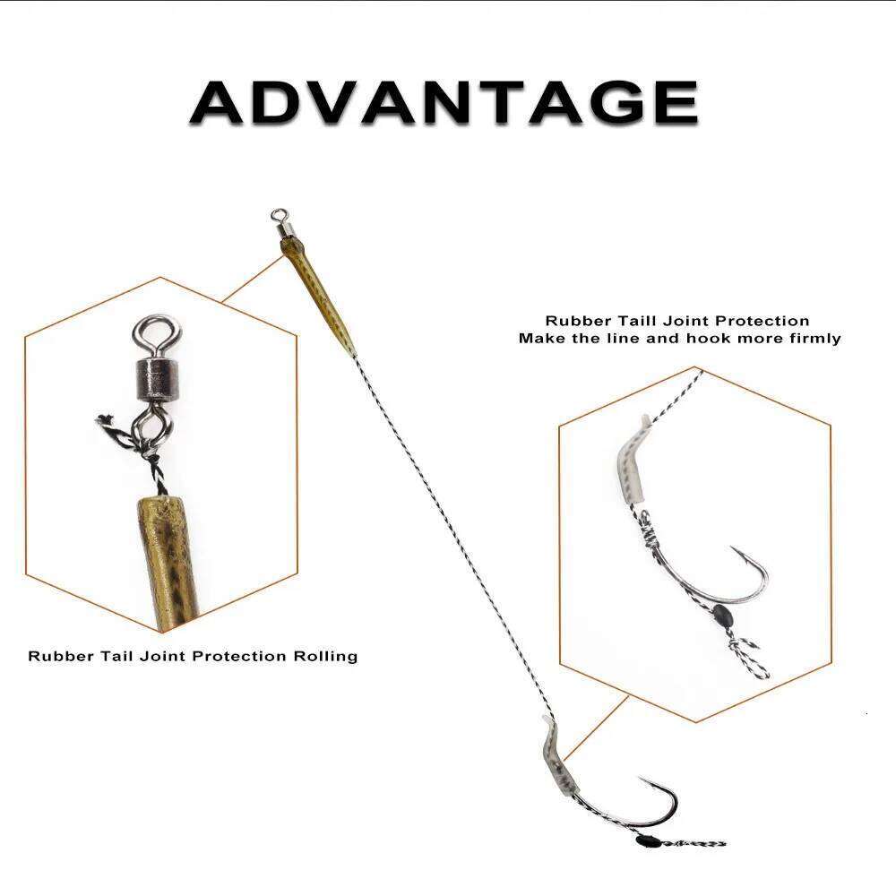 6-8PCS/Set 18.5cm Hook 30-60LB 2/4/6/8# Leader Barbed Europe Feeder Group Hooks Carp Fishing Tackle Z260228