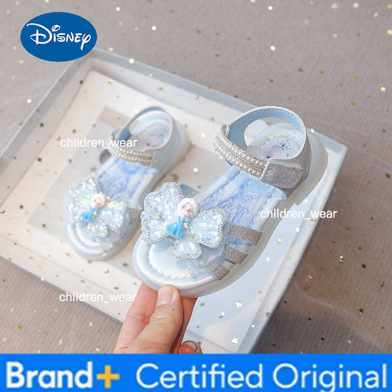 Disney Elsa Girls Glitter Sandals Princess Crystal Beach Shoes for Kids Soft Sole Summer Footwear New Arrival H260303