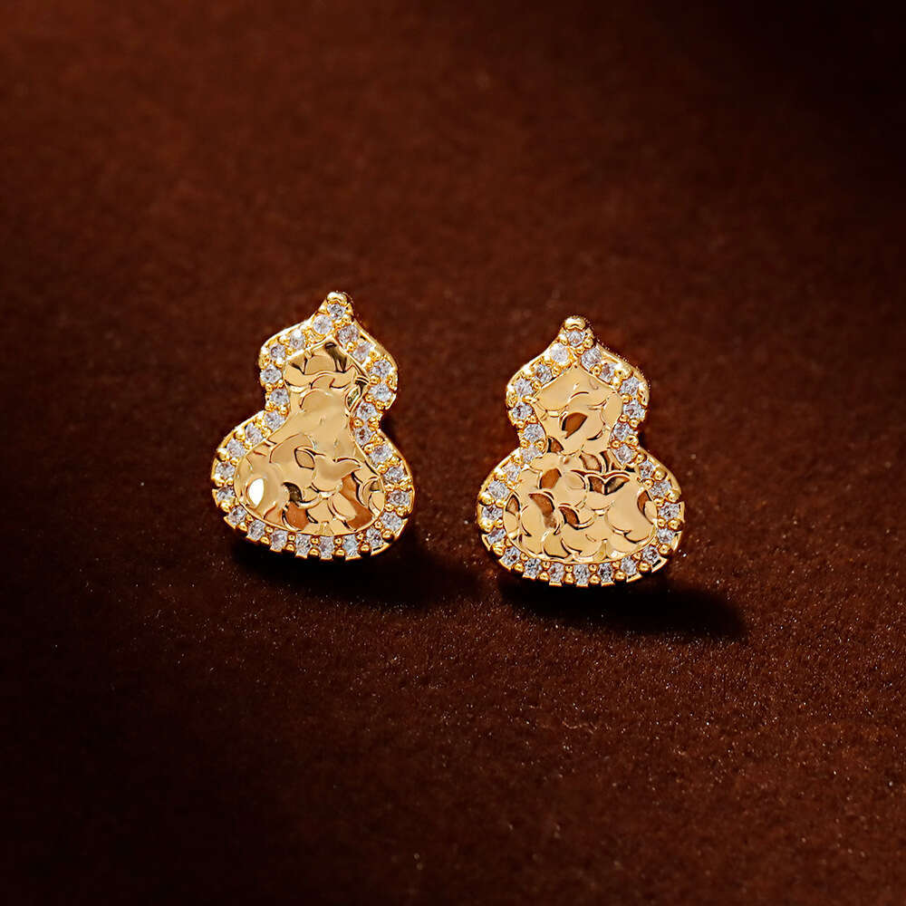 Full Diamond Crushed Ice Gourd Earrings Women Exquisite Fashionable Earrings Suitable For Commuting
