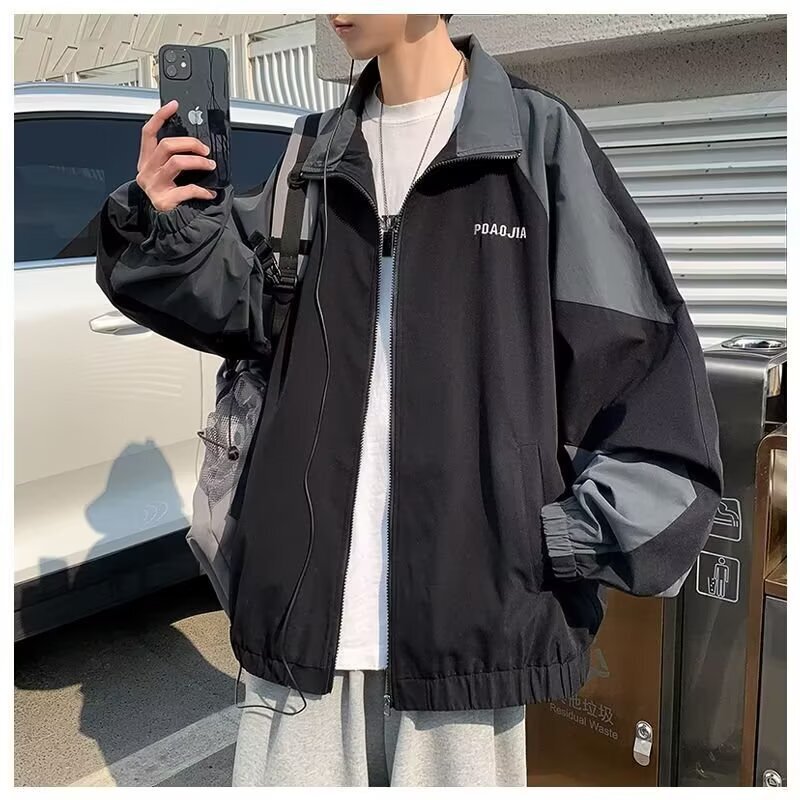 Doublelyer Colorblock Trench Cot Jcket For Men Spring Nd Designer Jacket Utumn Hong Kong Style Trendy Loose Stylish Csul Student Sports Cot