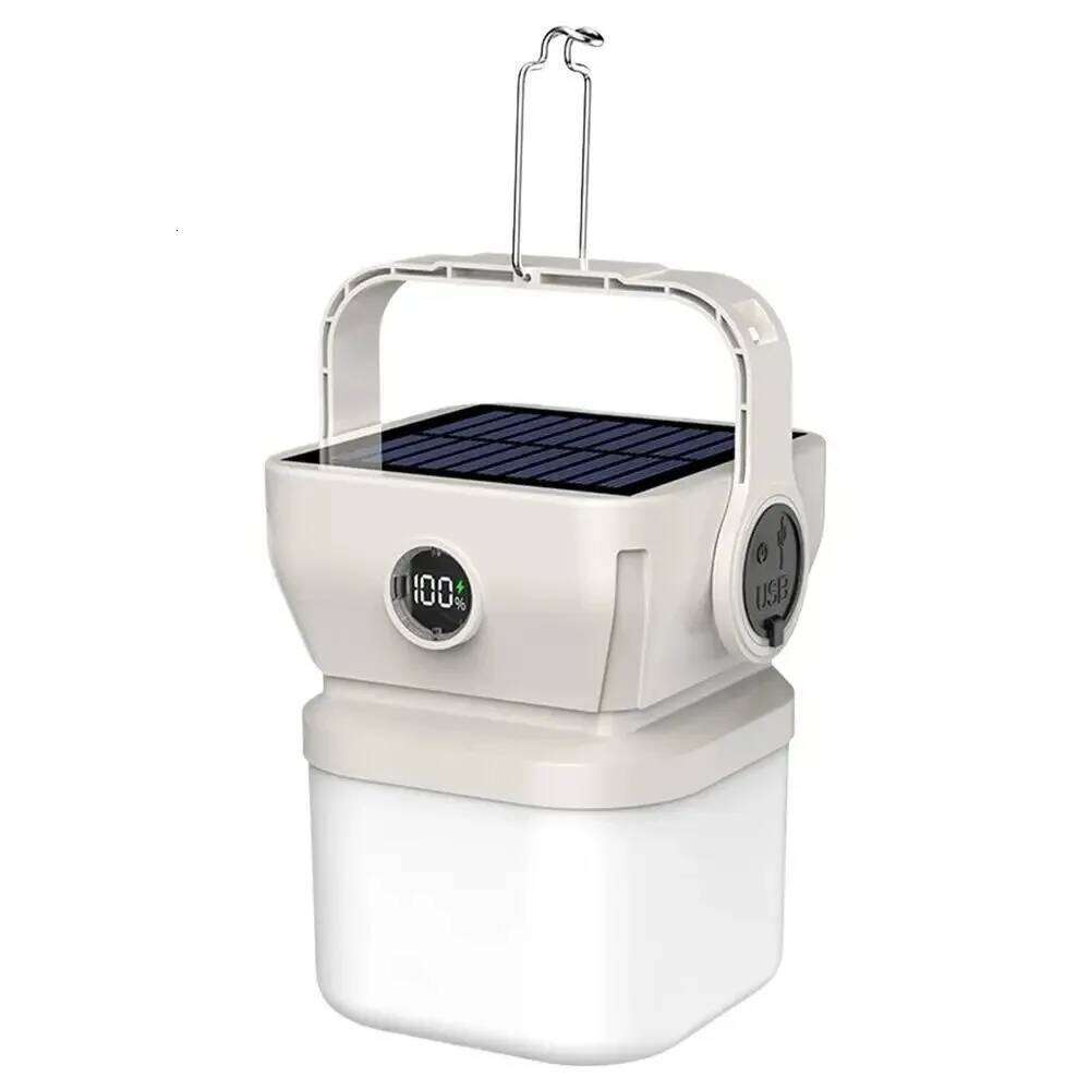 Portable Rechargeable Solar Camping Lantern Waterproof Emergency Tent Lamp Strong Brightness LED FIshing Hang Light Campinglight S260302