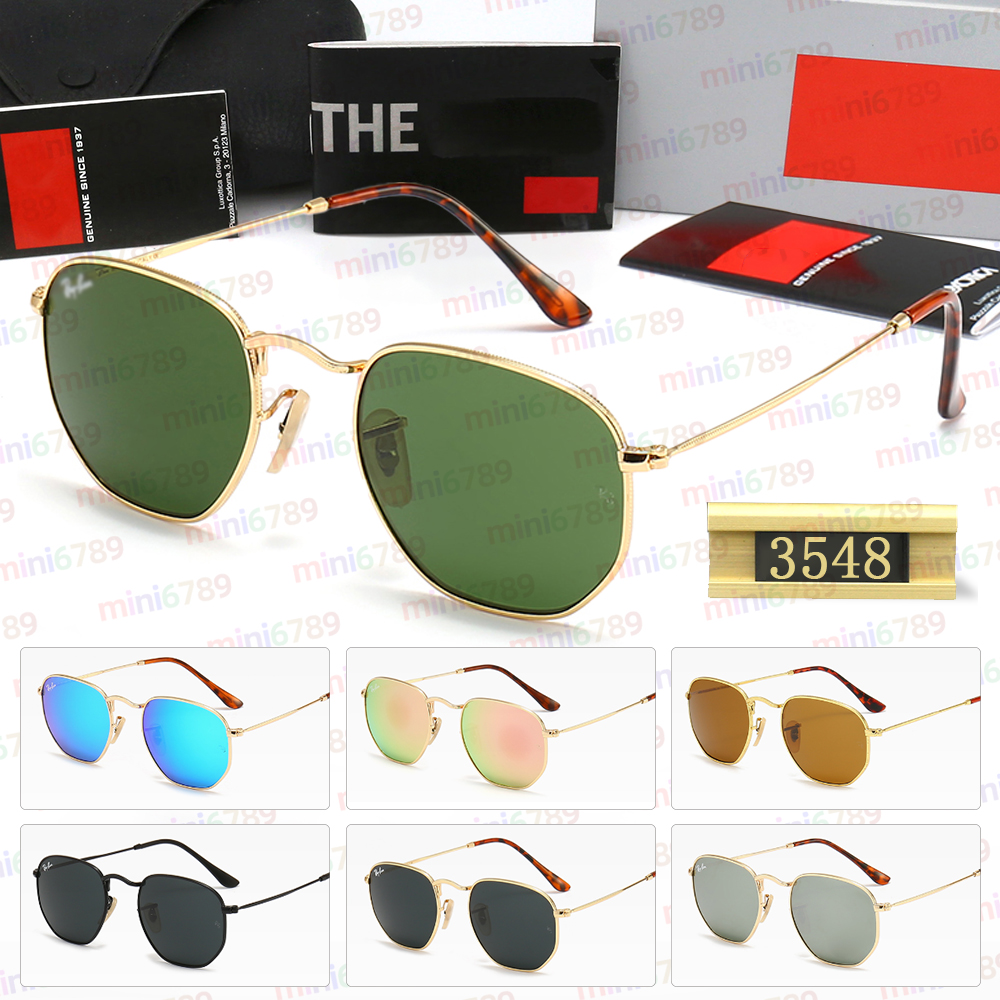 Designer sunglasses Tob RB glasses Mens Womens 3548 Hexagonal Sunglasses 3447 Round Metal glasses Club Master Polarized Eyeglasses Aviators HD G15 lenses with box