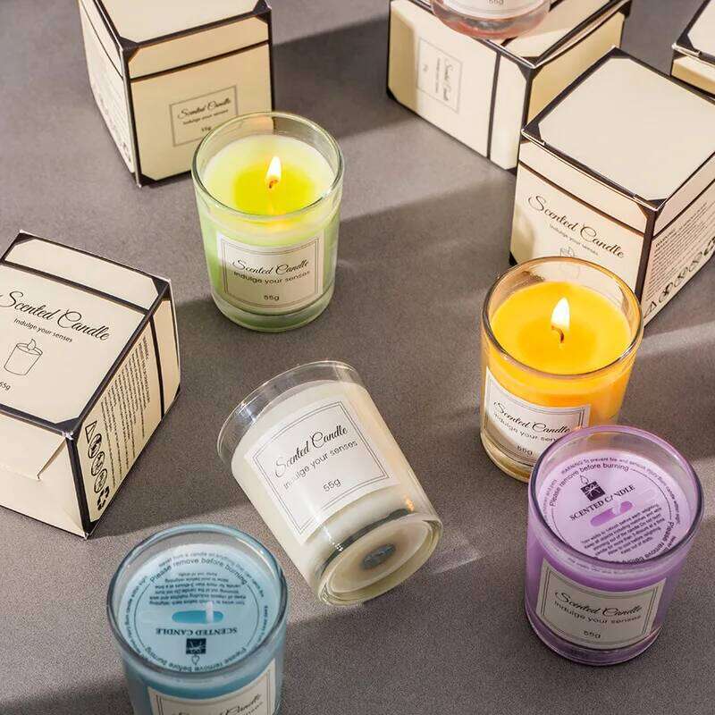 Premium Gift Box Comes with Handheld Glass Cup Smokeless Soy Wax Aromatherapy Candle W260303