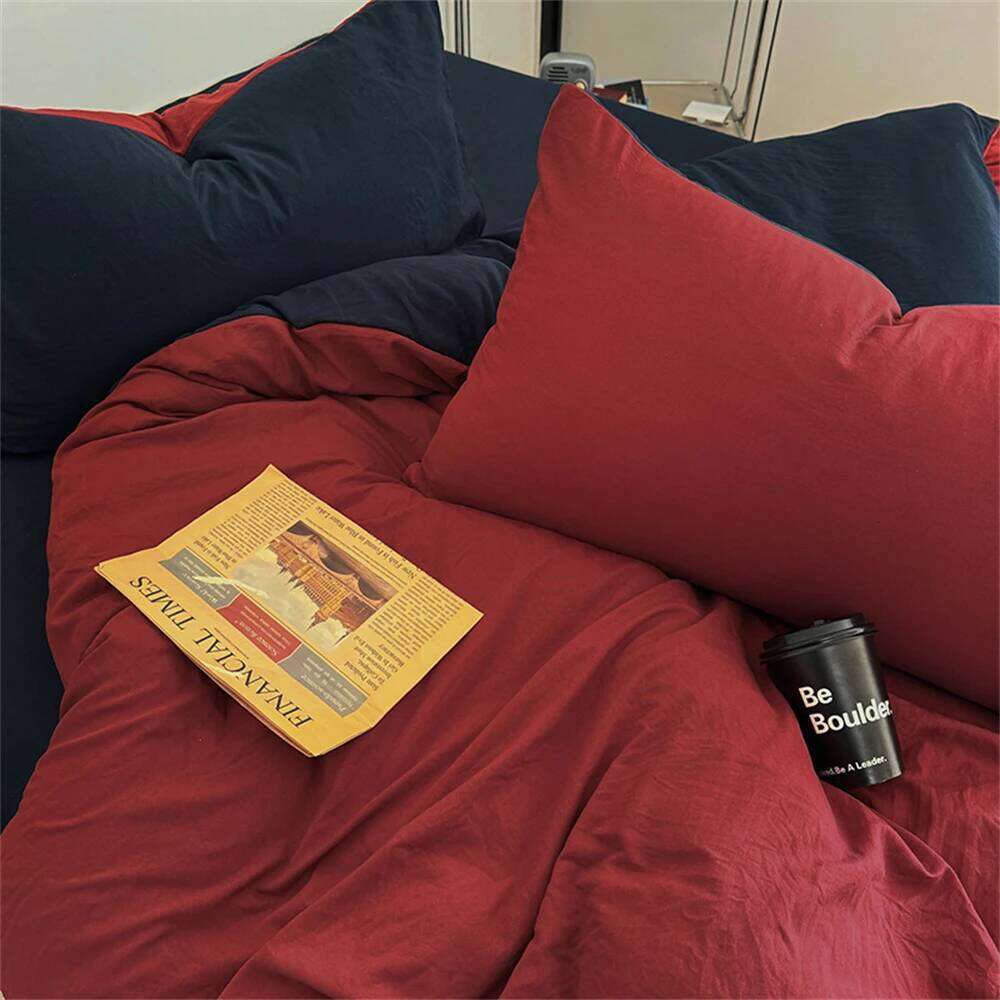 Solid Color Bedding Kids Adults Twin Full Queen Size Flat Sheet Soft Duvet Set Quilt Cover Pillowcases Bed Linen W260302