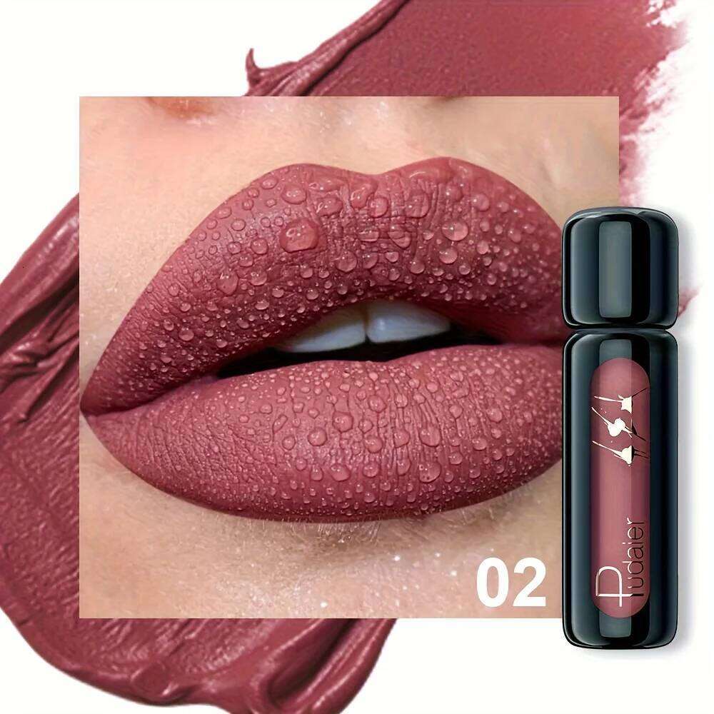1pc Matte Gloss Lip Mud, Velvet Mousse Finish, Highly Pigmented, Smudge-Proof Non-Transfer, Longwear Liquid Lipstick H260302