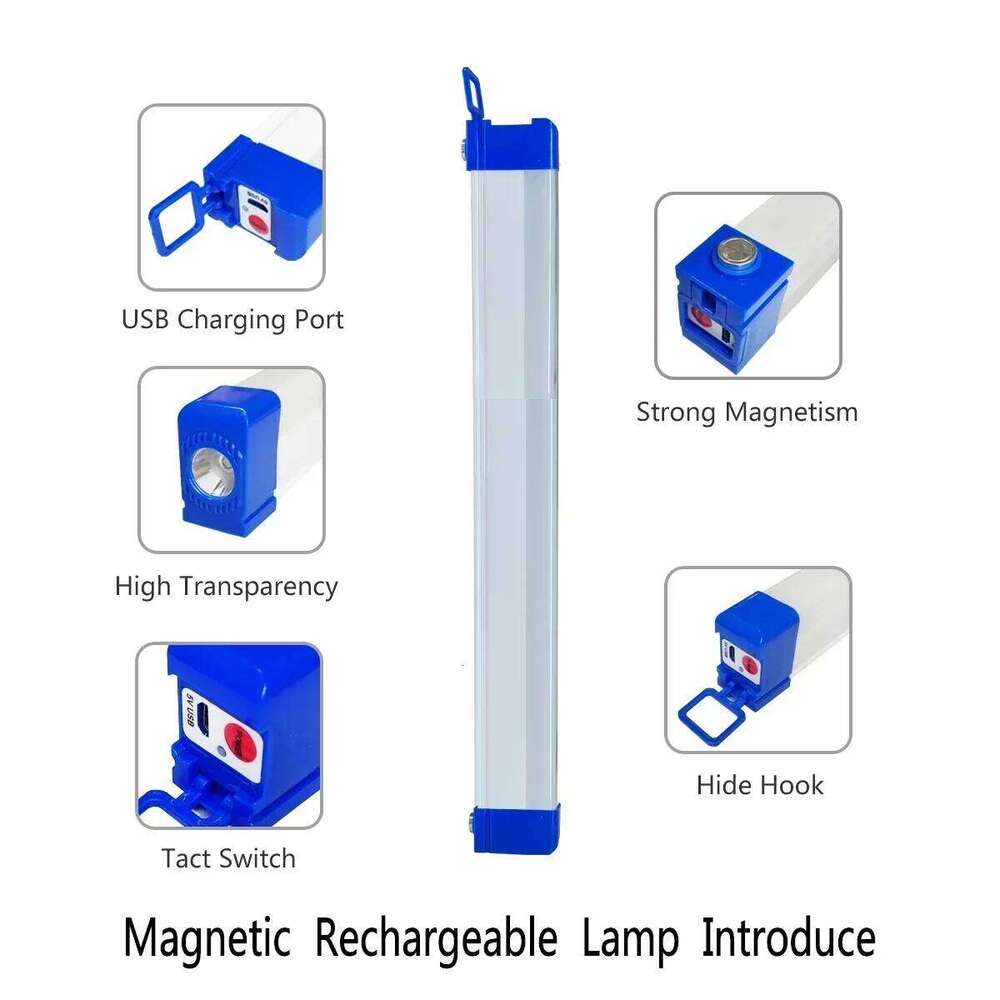 LED USB Rechargeable Lamp Tube Emergency Camping Light Magnetic Portable Lightinging Night Market Outdoor Vehicle Hard Strip S260302