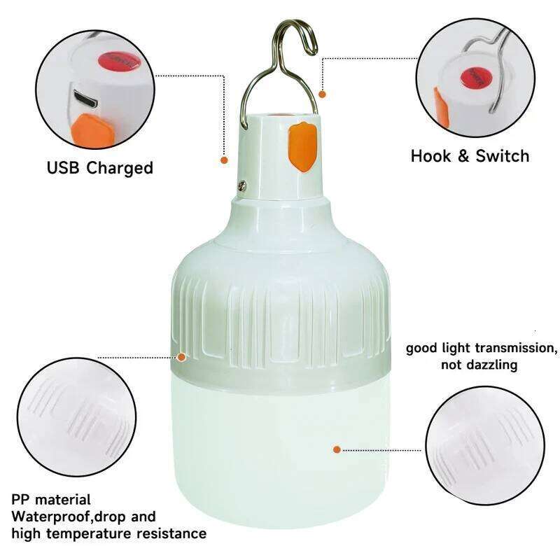 Outdoor USB Rechargeable LED Lamp Bulbs High Brightness Emergency Light Hook Up Camping Fishing Portable Lantern Night Lights S260302