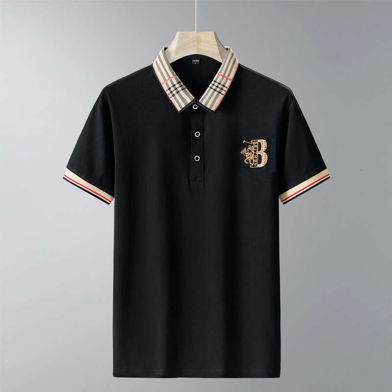 Summer T-shirt Men's Polo Shirt Casual Solid Embroidered Collar Top