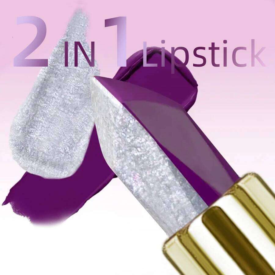1PC Purple Glitter Two-tone Lipstick Red Rose Moisturizing Lipsticks Cosmetics Easy to use Tint Makeup Lip Beauty Long Lasti H260302
