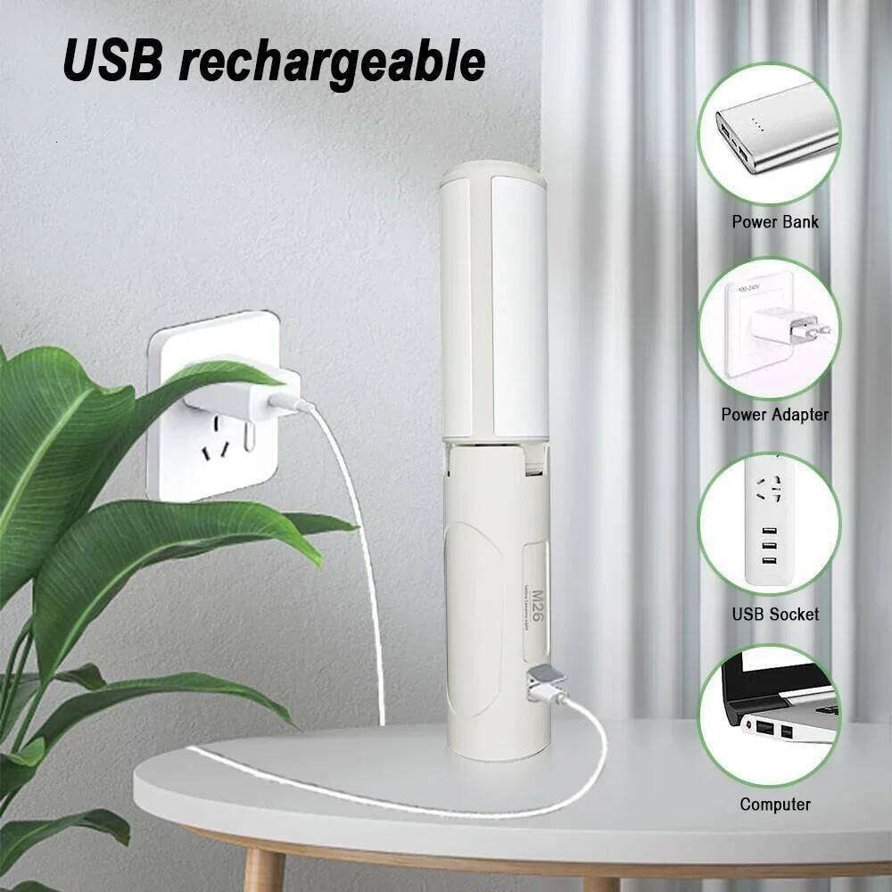 COB LED Camping Lamp Rechargeable Three Leaf Lighting Work Light Portable Outdoor Emergency Magnetic Torch Mobile Power Supply S260302