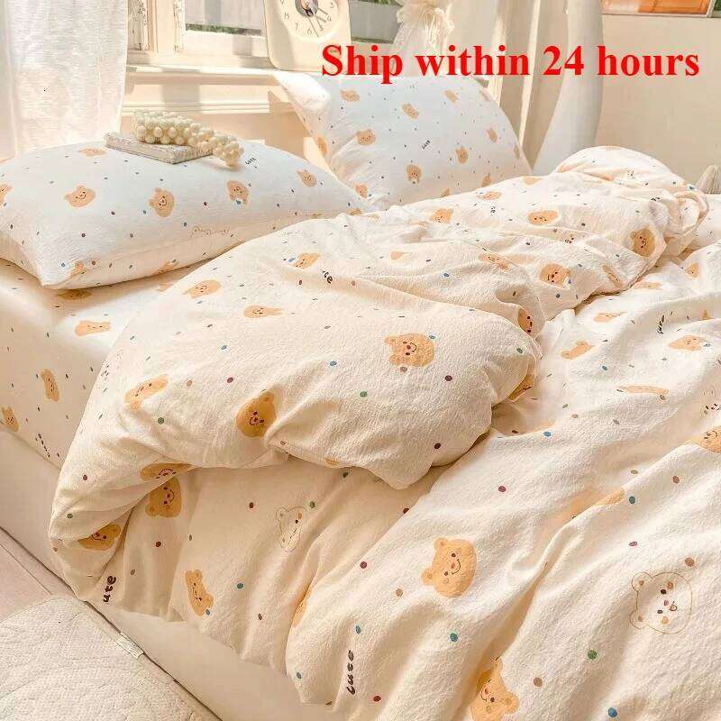 2025 wrinkled double-layer yarn four-piece set, mattress model, cream wind class A cloud feeling super soft kapok kit W260302 W260302