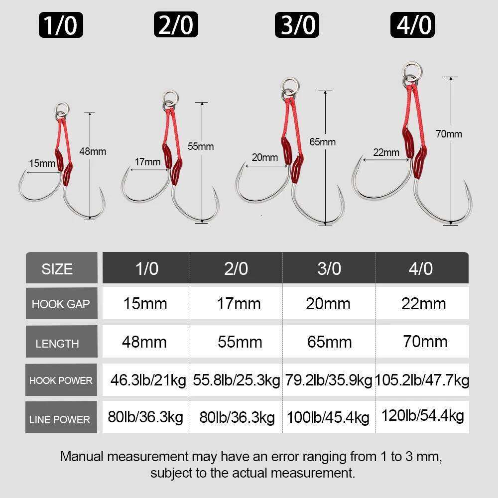 JIGGING PRO 2pairs Slow Jigging 1/0 2/0 3/0 4/0 Barbed Twin Assist Hooks High Carbon Steel Metal Jig Sea Fishing Hook Z260228