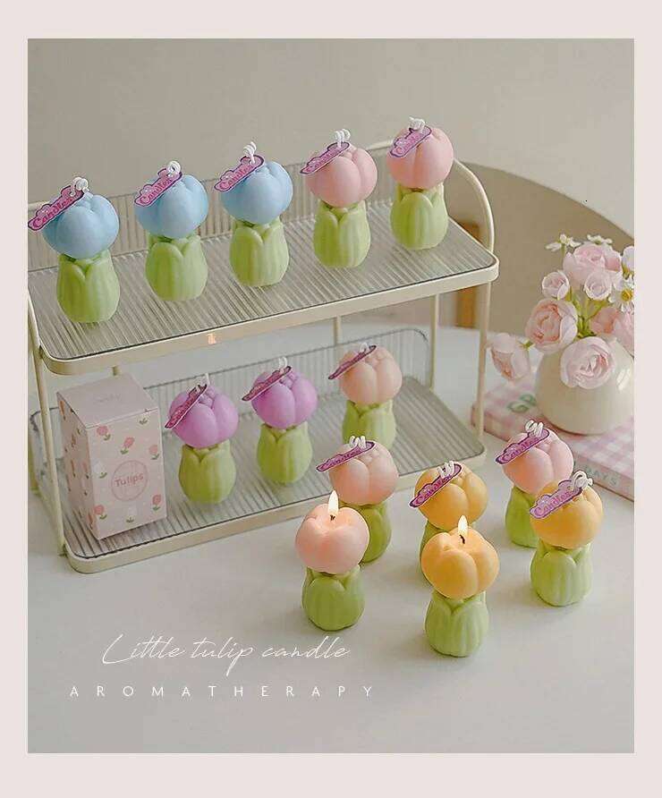 Aromatherapy Scented Tulip Flower Bud, Soy Wax Candles, Wedding Candle, Birthday Party, Home Decoration W260303