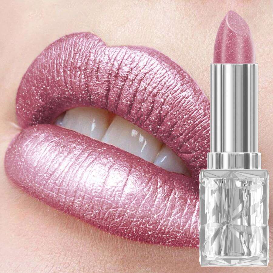 Metallic Glitter Lipstick 3 Color Waterproof Balm Red Long Last Tint Matte Makeup Gifts Shiny Lip Gloss Cosmetic H260302