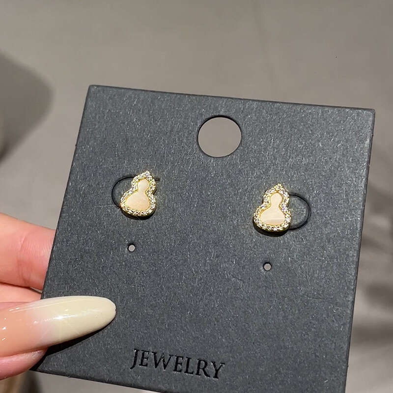 Gourd-shaped Earrings For Women Light Luxury Niche High-end Micro-inlaid Zircon Earrings Trendy Ear Accessories